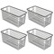 Smart Design Nestable Basket Organizer with Handles - Steel - 6 x 12 x 6 - Gunmetal - Set of 4